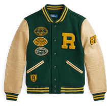 Ralph Lauren Boys Fall 24 Leather Sleeve Jacket RL42026