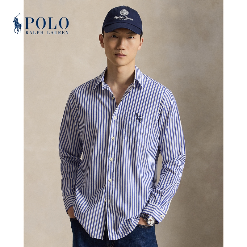 Ralph Lauren Men's 26Th Autumn Tennis Open Classic Edition Cotton Striped Shirt