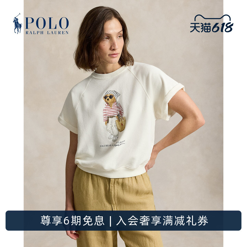 Ralph Lauren/Ralph Lauren Women's 26 Summer Polo Bear Loose-Fitting Short-Sleeved Sweatshirt Rl28025