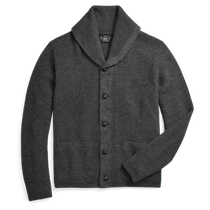 RRL Mens Fall 24 Waffle Knitted Cashmere Cardigan RL93744