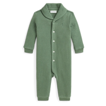 Ralph Lauren Baby Fall 24 Ribbed Cotton Green Fruit Collar Jumpsuit RL42221