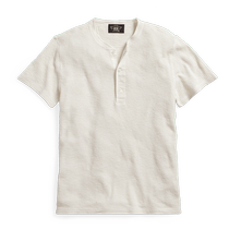 RRL Mens Classic Waffle Knitted Cotton Short-Sleeved Henley RL90240