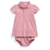 Ralph Lauren Baby Girl Fall 24 Polo Pony Dress and Bloomers RL41872