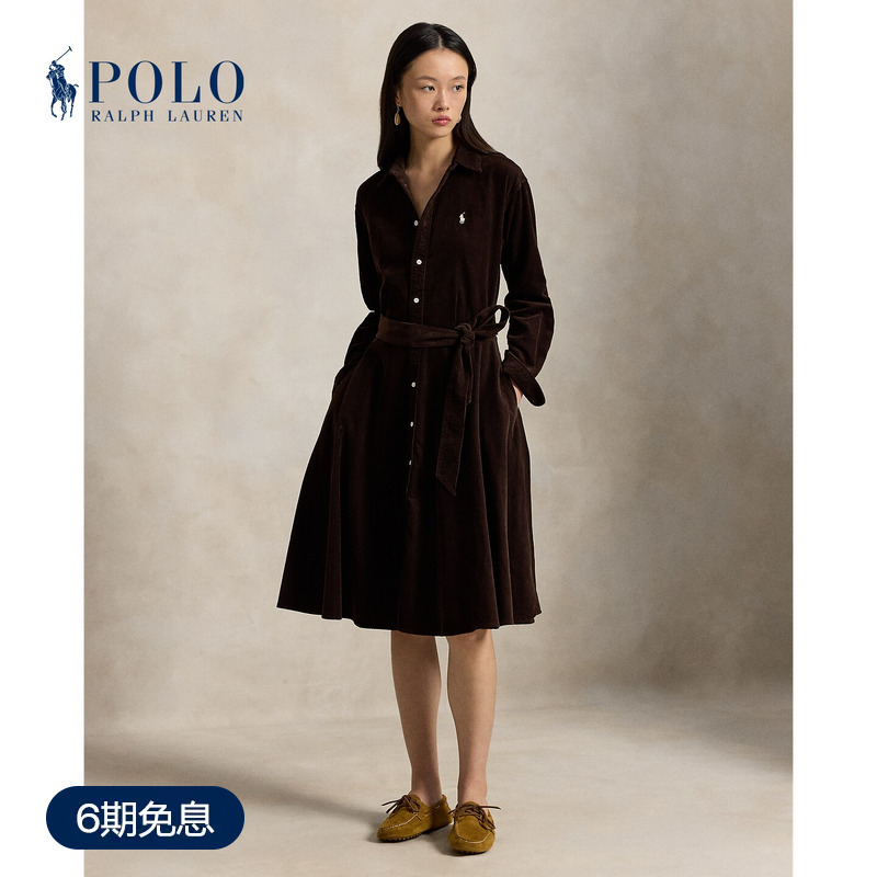 Ralph Lauren/Ralph Lauren Women's Corduroy Cotton A-Line Shirt Dress Rl28505