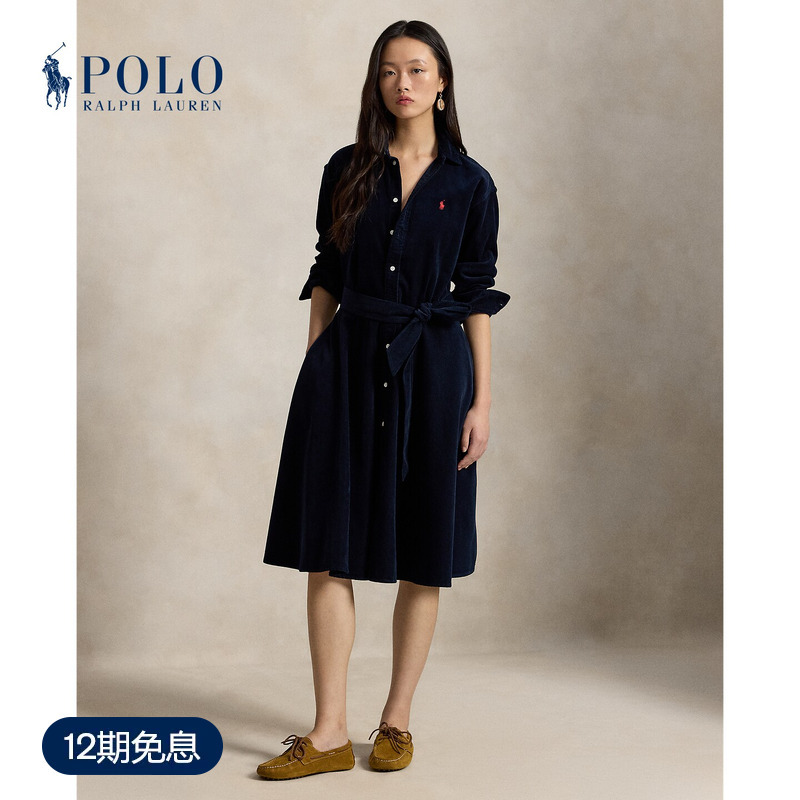[Tmall Exclusive] Ralph Lauren Women's Corduroy Cotton Shirt Dress