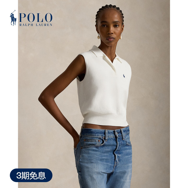 Ralph Lauren/Ralph Lauren Women's Classic Short Sleeveless Polo Knit Sweater Rl26741