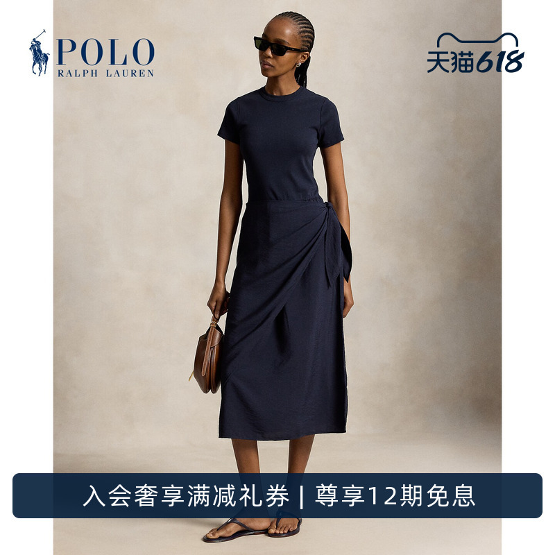 Ralph Lauren/Ralph Lauren Women's Clothing 26Th Summer Imitation Wrap T-Shirt Dress Rl28077 Ralph Lauren/Ralph Lauren Women's Clothing 26Th Summer Imitation Wrap T-Shirt Dress Rl28077