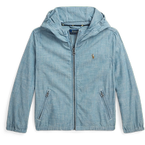 Ralph Lauren Veste à capuche en chambray indigo printemps 24 pour garçon RL41383