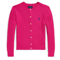 Ralph Lauren Girls Autumn 24 Cable Knitted Cotton Knitted Cardigan RL41944