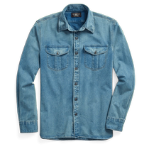 RRL Mens Classic Indigo Herringbone Twill Work Shirt RL92325
