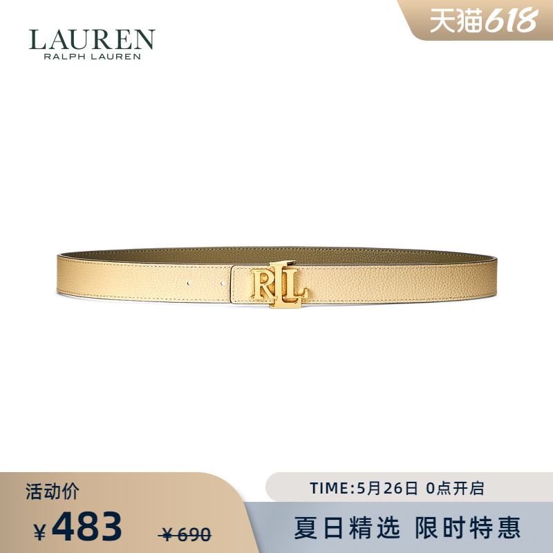 Lauren Ralph female fit 2022 Summer two sides with logo leather belt RL51758