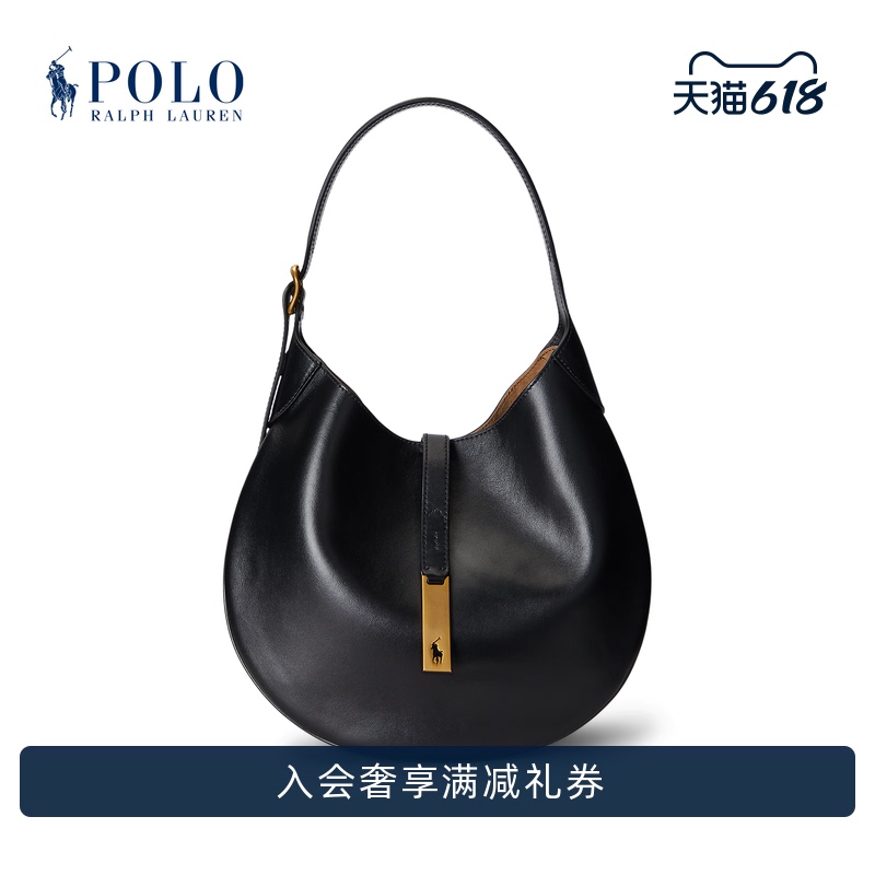 [Polo Id] Ralph Lauren/Ralph Lauren Women's Classic Medium Leather Shoulder Bag