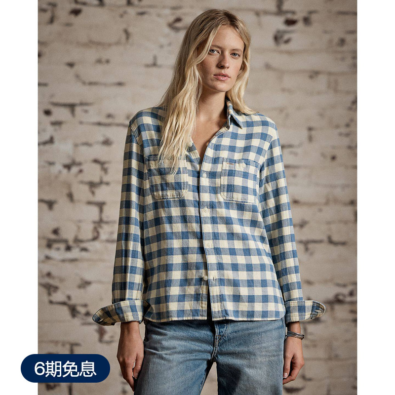 Rrl Women's Classic Plaid Pattern Shirt Rl92415