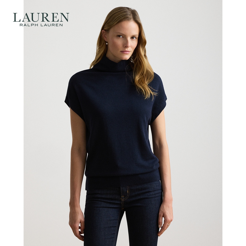 Lauren/Ralph Lauren Women's Fall 26 Loose Fit Half-Turtleneck Cap Sleeve Knit Sweater Rl63331 Lauren/Ralph Lauren Women's Fall 26 Loose Fit Half-Turtleneck Cap Sleeve Knit Sweater Rl63331