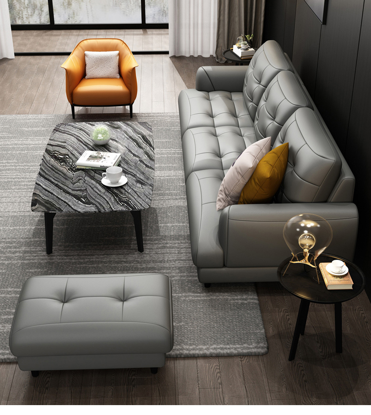 Bắc Âu kết hợp ghế sofa da da bò căn hộ nhỏ phòng khách hiện đại nhỏ gọn 3-4-bit Da sẵn sàng - Ghế sô pha sofa đẹp giá rẻ