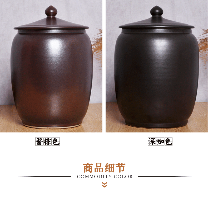 Ceramic barrel with 30 kg ricer box cover of household kitchen moisture storage canned rice box tea cylinder seal pot