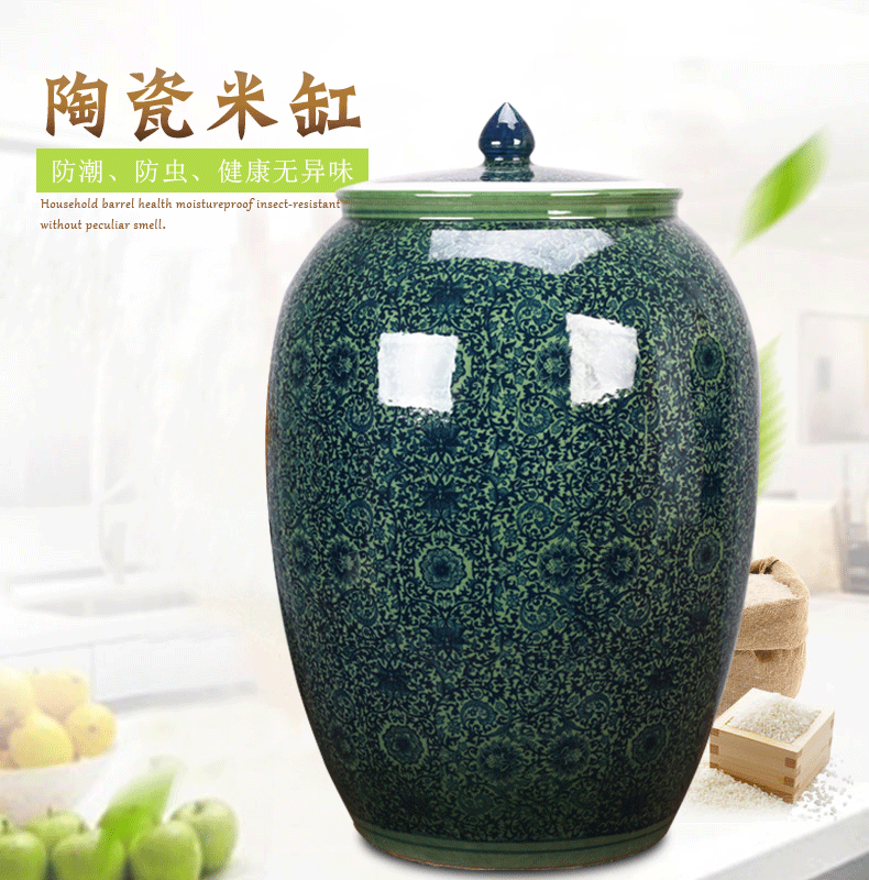 Jingdezhen ceramic barrel tank cylinder storage tank is 100 jins caddy fixings large household porcelain pot