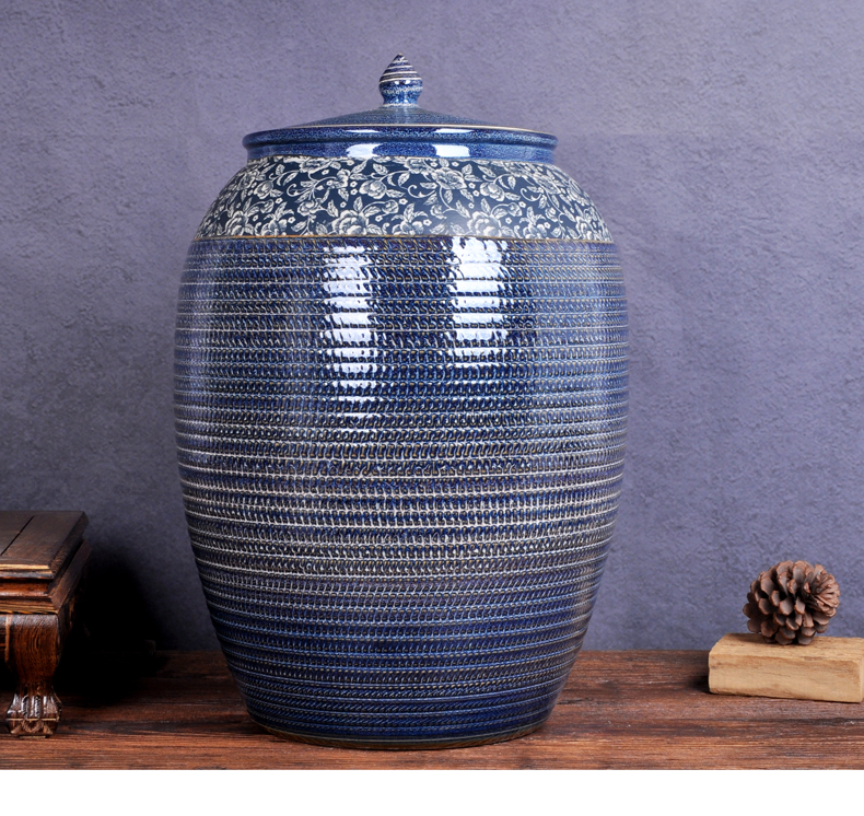 Jingdezhen ceramic barrel tank cylinder storage tank is 100 jins caddy fixings large household porcelain pot