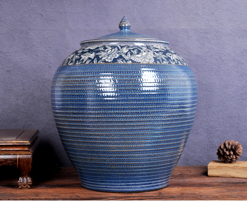 Jingdezhen ceramic barrel tank cylinder storage tank is 100 jins caddy fixings large household porcelain pot