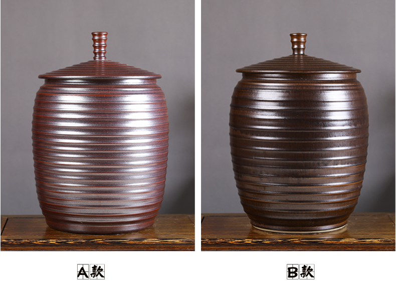 Jingdezhen ceramic barrel with cover ricer box sealing large tea tea cake flour cylinder cylinder cylinder grain storage tank