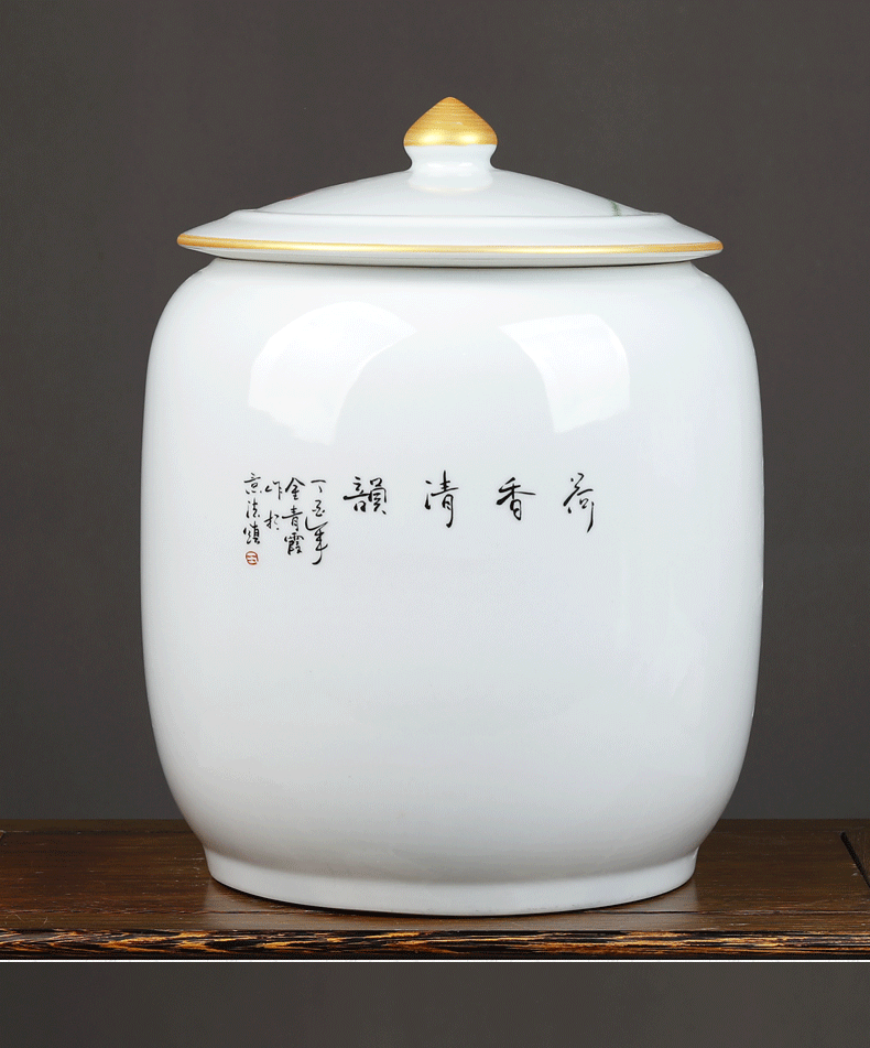 Jingdezhen ceramic barrel of flour cylinder cylinder tank caddy fixings sealing can save up tea cake as cans puer tea tea urn