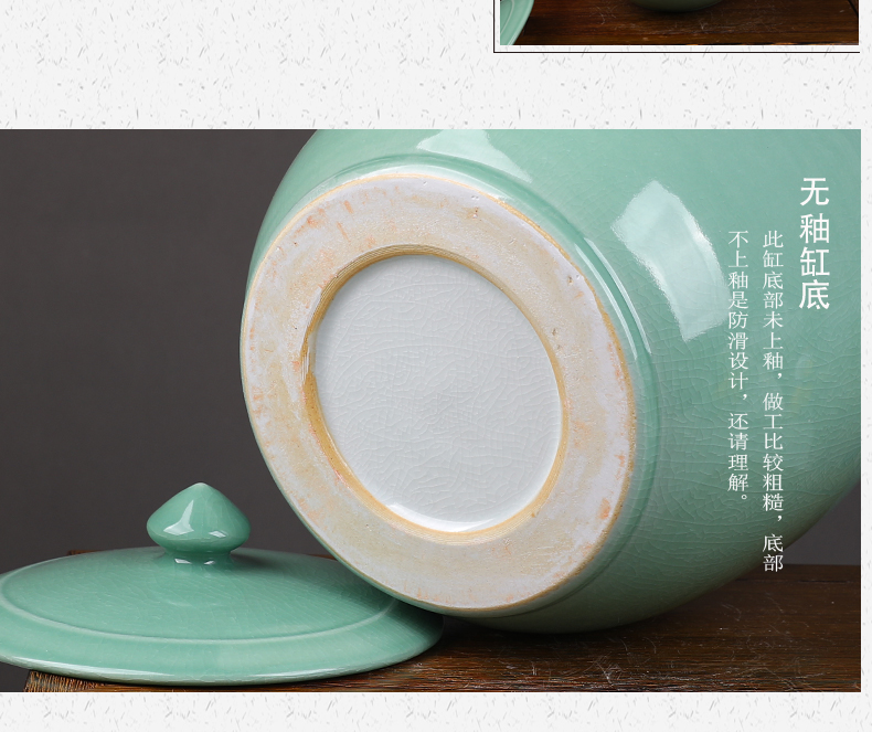 Jingdezhen barrel ricer box ceramics with cover surface oil tank household seal m tea pot moisture storage tank