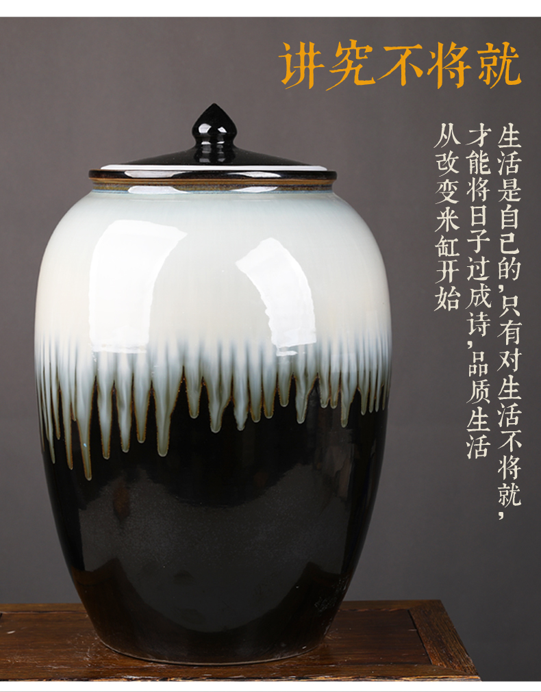 Jingdezhen ceramic barrel of flour bucket archaize manual 50 storage cylinder with cover household moisture storage rice jar
