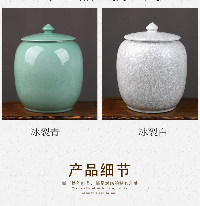 Jingdezhen barrel ricer box ceramics with cover surface oil tank household seal m tea pot moisture storage tank