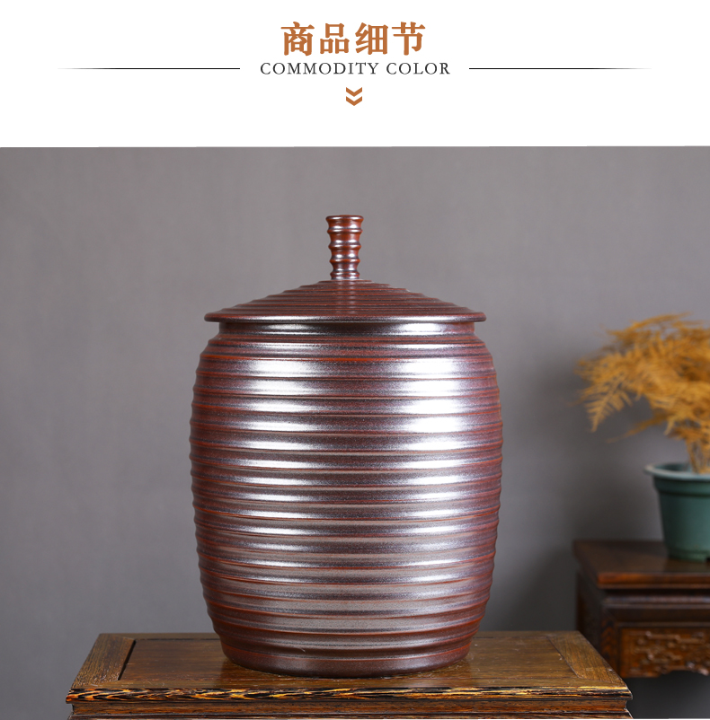 Jingdezhen ceramic barrel with cover ricer box sealing large tea tea cake flour cylinder cylinder cylinder grain storage tank