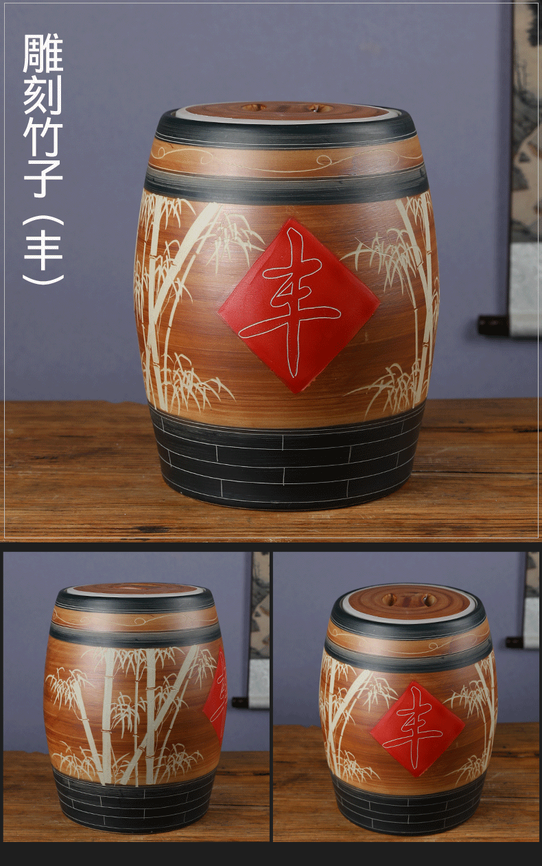 Jingdezhen ceramic barrel household with cover cylinder seal storage bins ricer box flour barrels sealed as cans of restoring ancient ways