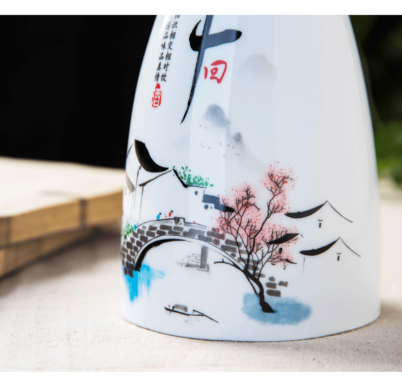 Jingdezhen ceramic bottle 1 catty decoration creative household small empty bottle of white wine jar airtight jar a jin of customization