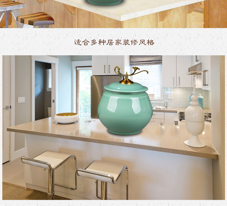 Jingdezhen ceramic barrel ricer box moistureproof insect - resistant seal storage jar with cover rice box storage oil tank m furnishing articles