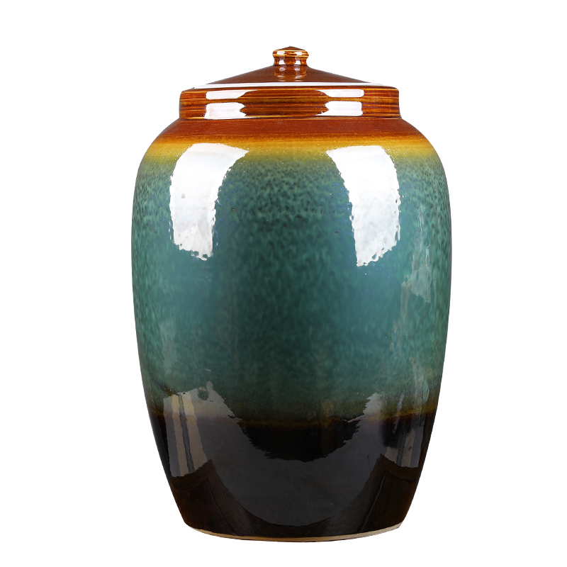 Jingdezhen ceramic barrel 50 kg pack ricer box oil cylinder water pickles meat with cover seal caddy fixings storage tank