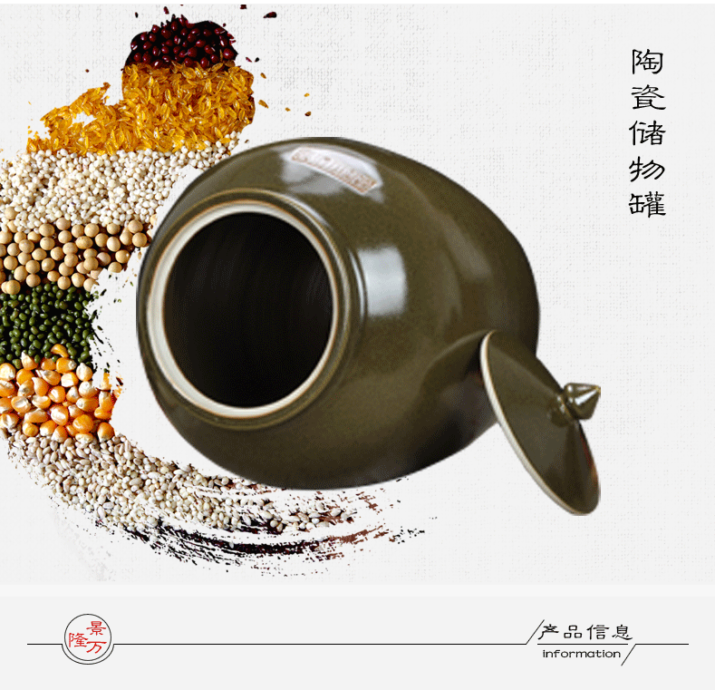 Jingdezhen ceramic barrel ricer box tea glaze 20 jins 30 jins 50 kg sealed container at the end of the storage tank tank tea urn