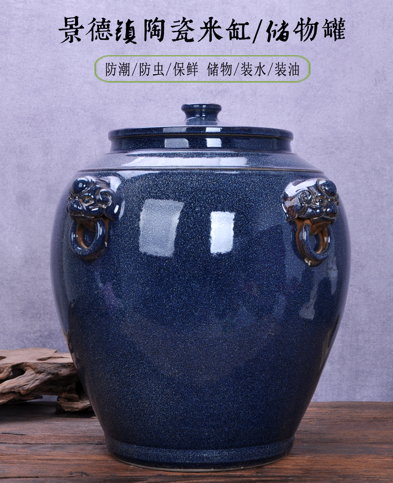 Jingdezhen ceramic barrel oil cylinder tank 20 jins 30 jins of 50 kg 100 jins water storage tank with tap water bucket