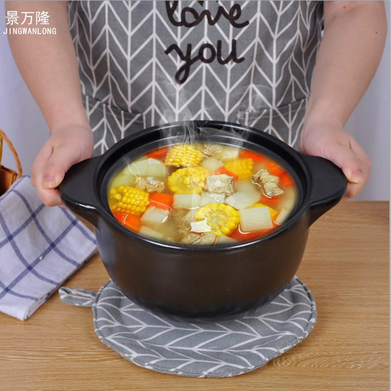 Casserole stew ceramic pot Korean soup flame to hold to high temperature curing pot soup'm the earth stone bowl kitchen utensils