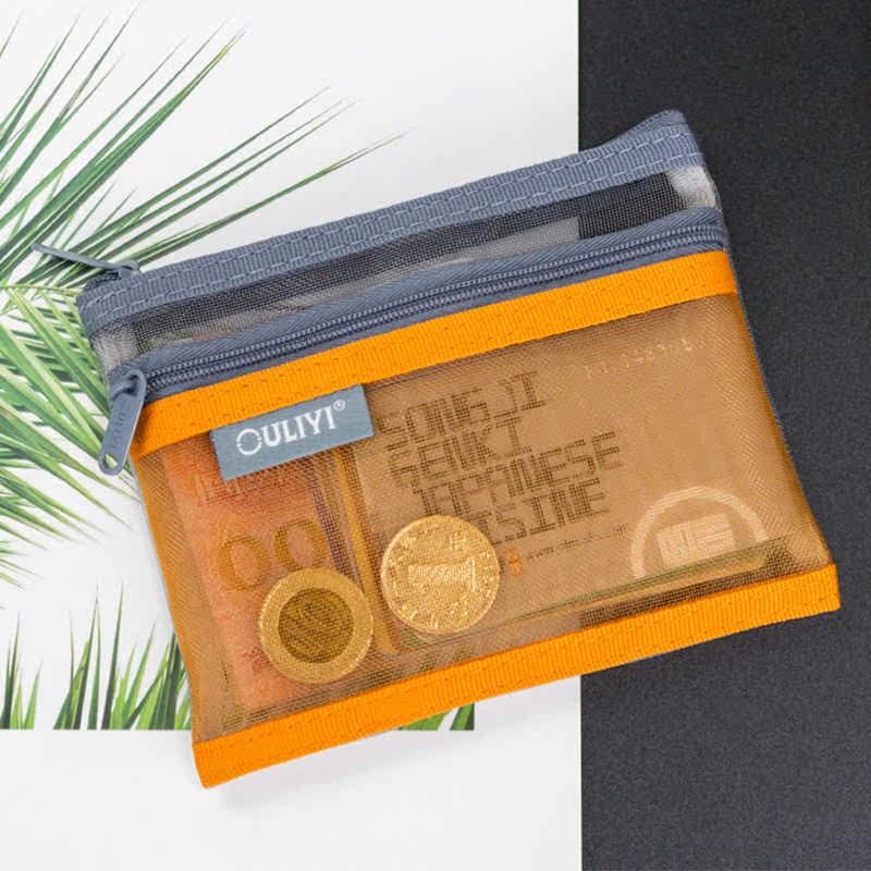 Ou Liyi A4 mesh zipper bag B5 grid student office storage bag A5 simple transparent bag breathable file bag