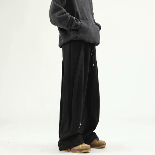 Весенние штаны, дизайнерские повседневные брюки, в американском стиле, свободный крой, тренд сезона, эластичная талия