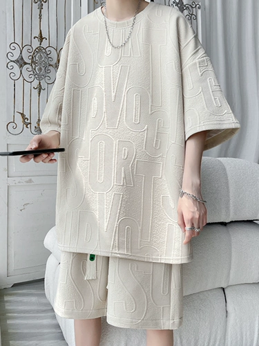 Летний спортивный костюм, шорты, мужские штаны, изысканный стиль, большой размер, короткий рукав