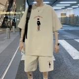 Летний трендовый спортивный тонкий комплект для отдыха, короткий рукав