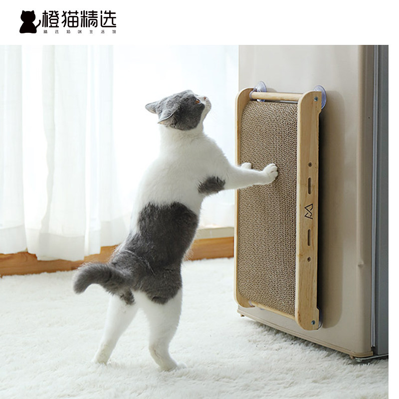 Cat scratching board corrugated paper vertical suction cup claw grinding device anti-cat scratching sofa protection nest cat scratching column cat supplies