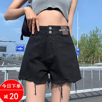 High-waisted denim shorts womens summer thin 2021 New Hong Kong taste Net red tide ins thin loose loose a-shaped wide legs