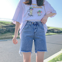 Denim Shorts Womens Summer 2021 New Korean Loose High Waist Slim Joker Straight Wide Legs