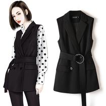 Suit vest women 2021 new spring and autumn models outside the tide metal buckle black belt suit horse clip