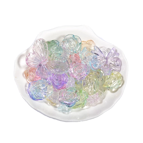 Прозрачные акриловые бусины, аксессуар, смешанные аксессуары, браслет из бисера ручной работы, в цветочек, DIY