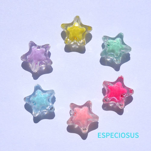 Ювелирные аксессуары «сделай сам», акриловые бусины со звездами, средние бусины, материал для ручного бисера, разноцветные бусины с пятиконечной звездой, 30 шт.