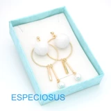 Золотые универсальные серьги, плюшевая подвеска, фугу мяч из жемчуга, популярно в интернете, в корейском стиле, простой и элегантный дизайн