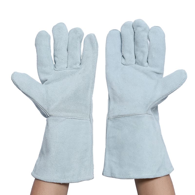 Welding glove high temperature resistant thermal insulation cow leather long version thickened burn welding welt welding