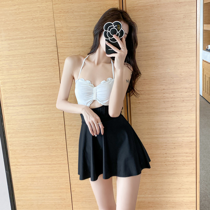 Swimsuit women's summer two-piece conservative students cover belly thin 2021 new fairy fan Korea ins hot spring