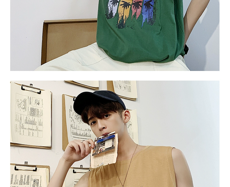 Hồng Kông gió mùa hè không tay áo thun nam xu hướng cotton lỏng sinh viên thể thao thủy triều thương hiệu in vest vai đôi vest - Áo vest cotton ao ghi le